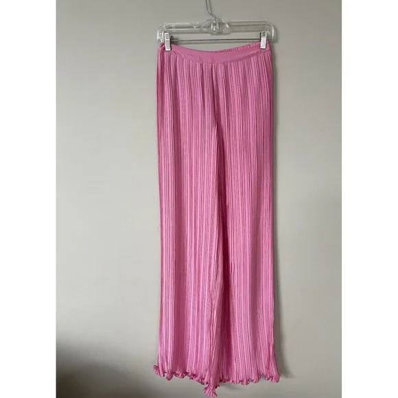 Free People Rococo Sand Women Wide Leg Pleated Mid Rise Pink Pants Sz XS New